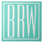 Bold Modern 3 White On Aqua Fliese<br><div class="desc">Klug,  kühn und modern.</div>