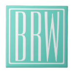 Bold Modern 3 White On Aqua Fliese<br><div class="desc">Klug,  kühn und modern.</div>