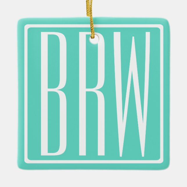 Bold Modern 3 White On Aqua Keramikornament (Vorderseite)