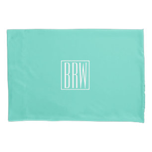 Bold Modern 3 White On Aqua Kissenbezug