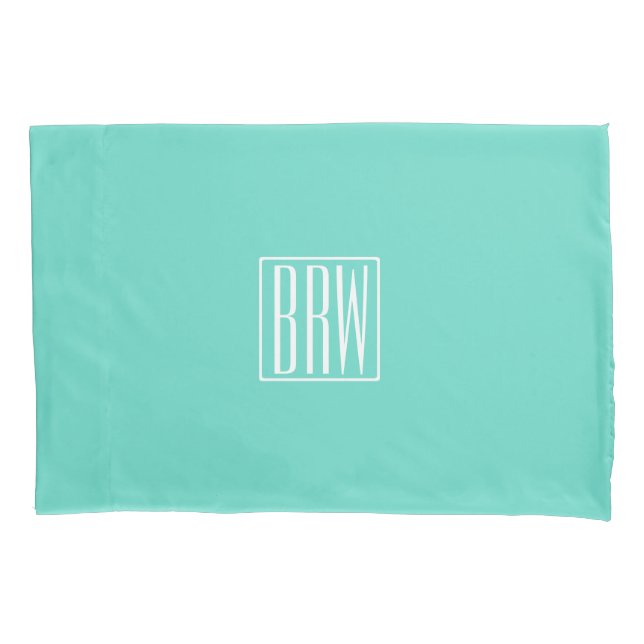 Bold Modern 3 White On Aqua Kissenbezug (Vorderseite)