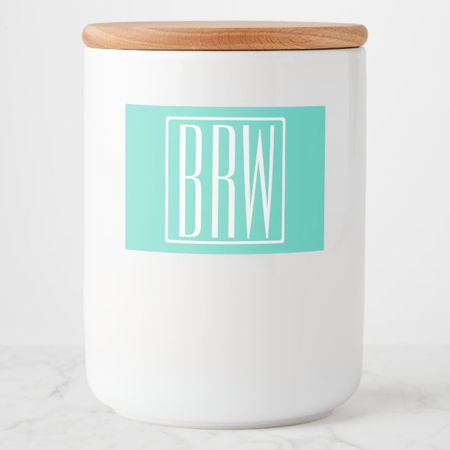 Bold Modern 3 White On Aqua Lebensmitteletikett (Vorderseite)