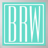 Bold Modern 3 White On Aqua