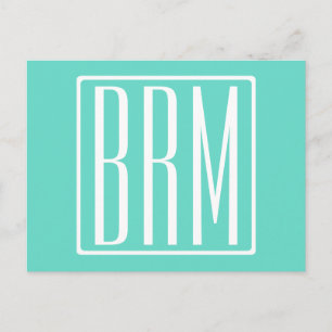 Bold Modern 3 White On Aqua Postkarte