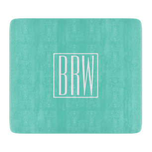 Bold Modern 3 White On Aqua Schneidebrett