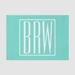 Bold Modern 3 White On Aqua Seidenpapier