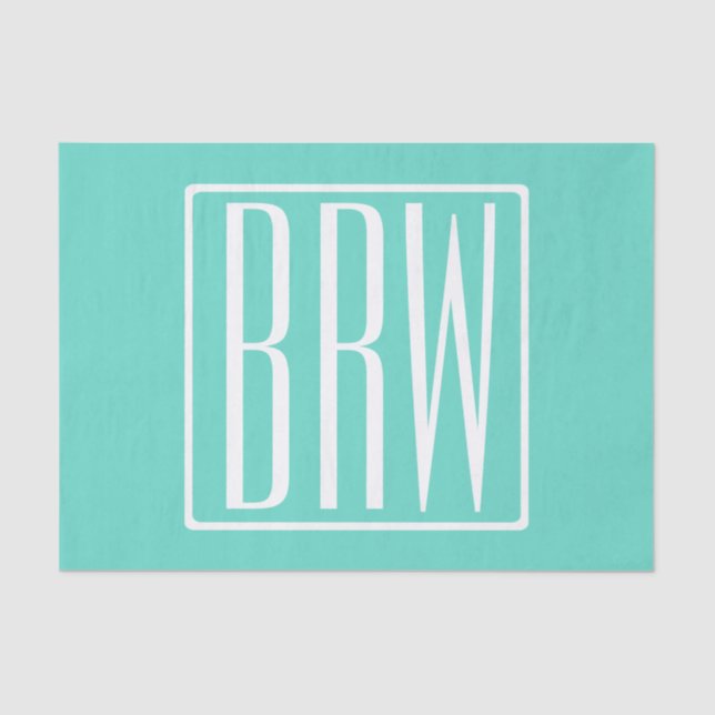Bold Modern 3 White On Aqua Seidenpapier (Vorderseite)