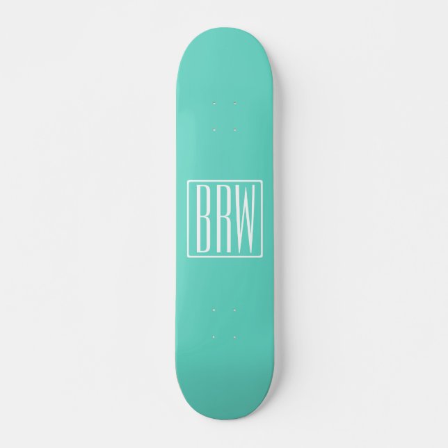 Bold Modern 3 White On Aqua Skateboard (Vorne)
