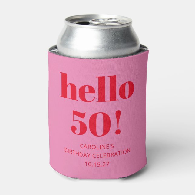 Bold Modern Ästhetisches Rosa und Rot 50. Geburtst Dosenkühler (Kanne Vorderseite)