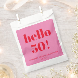 Bold Modern Ästhetisches Rosa und Rot 50. Geburtst Geschenktütchen