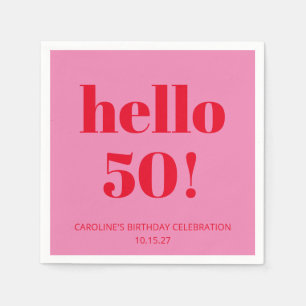 Bold Modern Ästhetisches Rosa und Rot 50. Geburtst Serviette