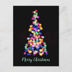 Bold Modern Blurred Christmas Tree Lights Feiertagspostkarte