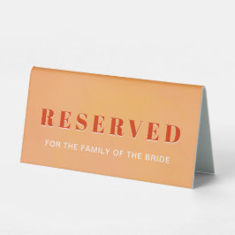 Bold Modern Chic Orange Sunset Wedding Reserved Tischaufsteller