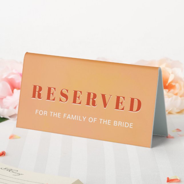 Bold Modern Chic Orange Sunset Wedding Reserved Tischaufsteller (In Situ (Hochzeit))