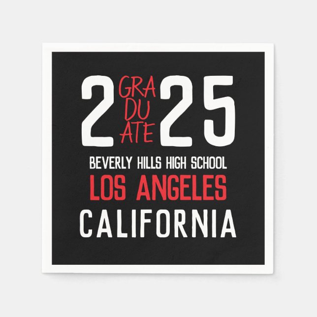 Bold Modern Class of 2025 Abschluss Serviette (Vorderseite)