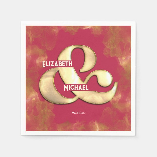 Bold Modern Elegante Gold Pink Magenta Wedding Serviette (Vorderseite)