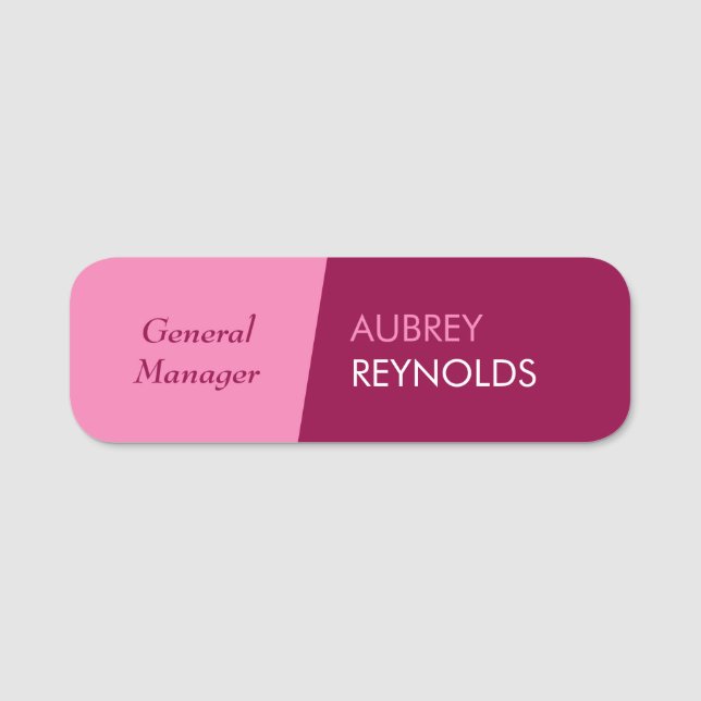 Bold Modern Feminine Pink Beruflich Company Namensschild (Vorderseite)