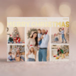 Bold Modern Five Foto Frohe Weihnachtsgolden Folien Feiertagspostkarte<br><div class="desc">Schick herzliche Wünsche in dieser Urlaubssaison mit dieser einzigartigen und niedlichen, feinen, modernen Fünf-Foto-Weihnachts-Goldfolie-Urlaubskarte. Das einfache und minimalistische Design zeichnet sich durch boho-inspiriert Elemente in Goldfolie aus. Dieses Design feiert den festlichen Geist des Dezember und bringt jedem Anlass eine fröhliche und lustige Touch. Die goldenen saisonalen Farben und die kreative...</div>