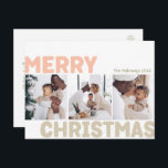 Bold Modern Frohe Weihnachten Jahr in Review 3 Fot<br><div class="desc">Senden Sie herzliche Wünsche in dieser Urlaubssaison mit dieser einzigartigen und niedlichen, modernen frohen Weihnachtsjahr in Review 3 Foto Ferien Postkarte. Das schlichte und minimalistisch gestaltete Design ist in hellrosa, pastellfarbenen Korallen, Salbei, Rot und Pfirsichfarben inspiriert. Dieses Design feiert den festlichen Geist des Dezember und bringt jedem Anlass eine fröhliche...</div>