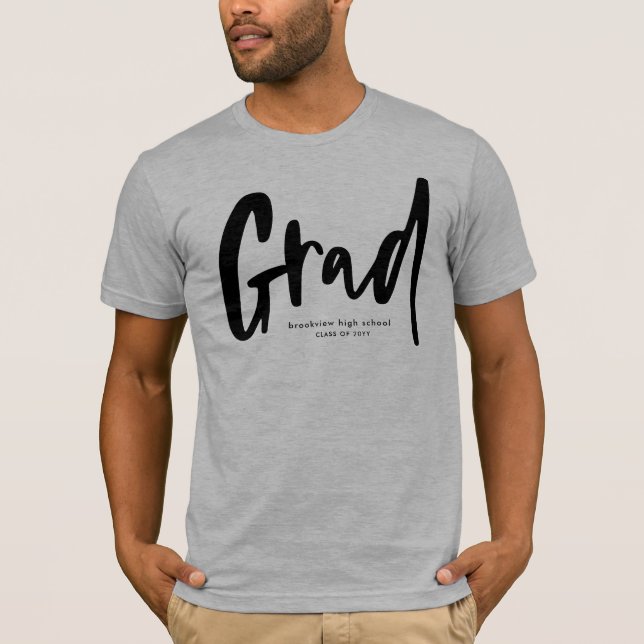 Bold modern grad black personalized graduate T-Shirt (Vorderseite)