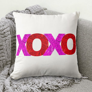 Bold Modern Graphic Pink Red XOXO Valentinstag Kissen