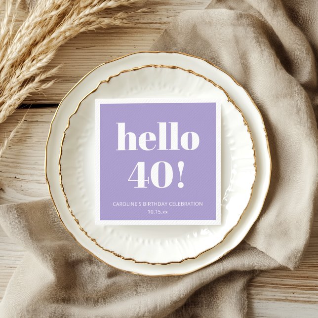 Bold Modern Lavender Purple 40th Birthday Party Serviette (Von Creator hochgeladen)