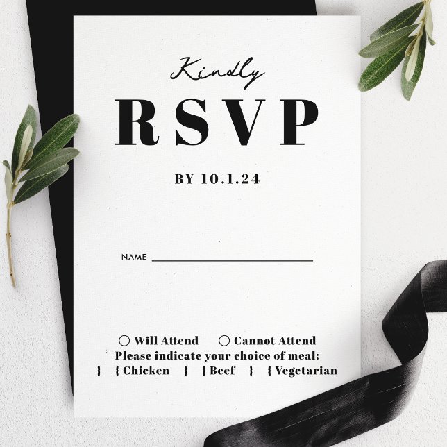 Bold Modern Minimalistisch Wedly Kindly RSVP Card Karte (Von Creator hochgeladen)