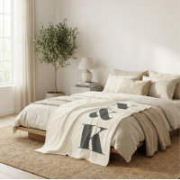 Bold Modern Monogram Initials Black Cream Newlysed