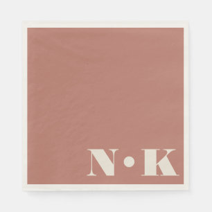 Bold Modern Monogram Initials Terracotta Rose Serviette