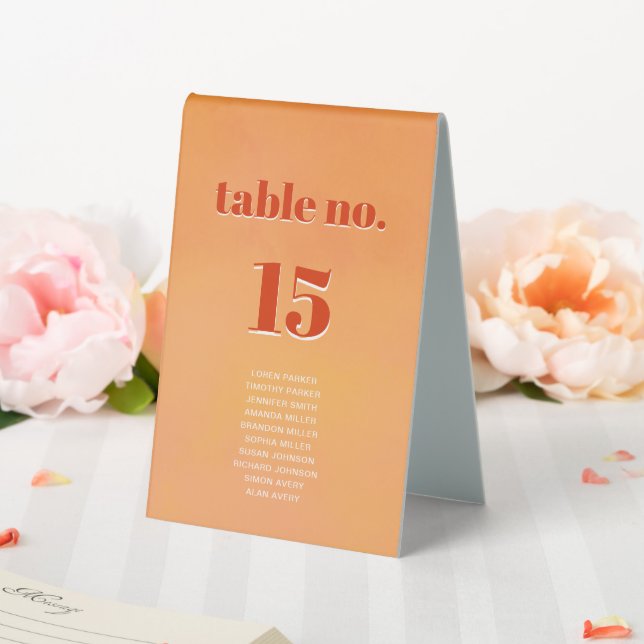 Bold Modern Orange Sunset Seating Chart Wedding Tischaufsteller (In Situ (Hochzeit))