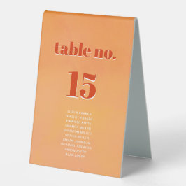 Bold Modern Orange Sunset Seating Chart Wedding Tischaufsteller
