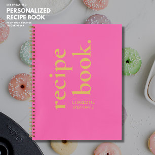 Bold Modern Pink Typografy Rezept Book Notizbuch