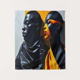 Bold Modern Portraits Abstrakt Geometric Art Wandteppich