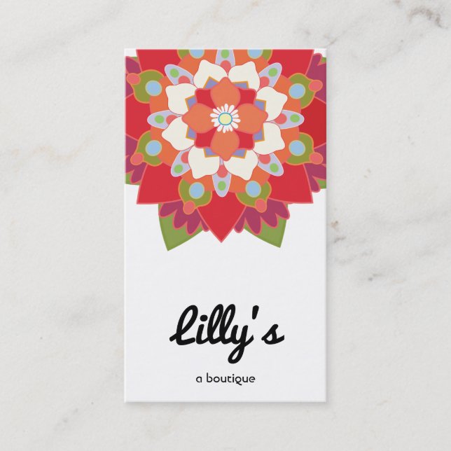 Bold Modern Red Floral Lotus Blume Visitenkarte (Vorderseite)