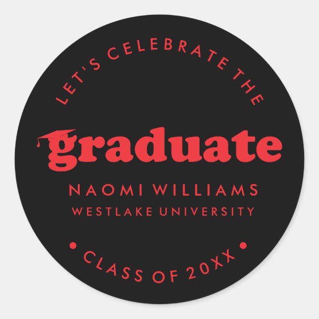 BOLD MODERN RETRO GRADUATE | ABSCHLUSS STICKER (Vorderseite)