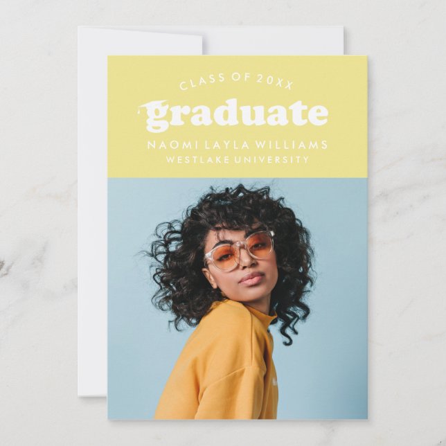 BOLD MODERN RETRO GRADUATE | EINLADUNG VON ABSCHLÜ (Vorderseite)