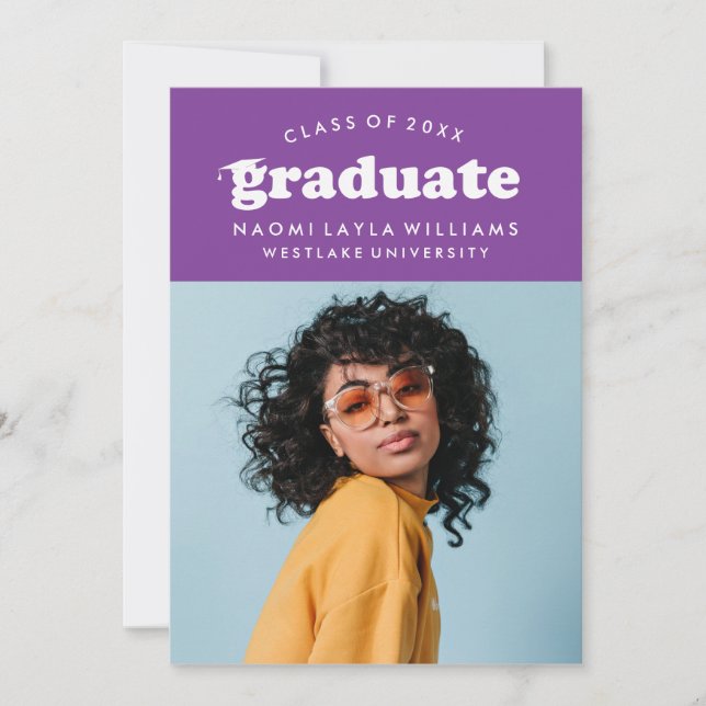 BOLD MODERN RETRO GRADUATE | EINLADUNG VON ABSCHLÜ (Vorderseite)