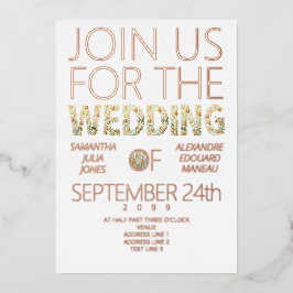 Bold Modern Rustic Boho Blumengrün Hochzeit Folieneinladung