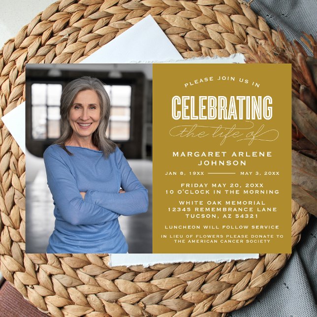 BOLD MODERN SCRIPT FEIERUNG LEBEN FUNERAL EINLADUNG (Von Creator hochgeladen)