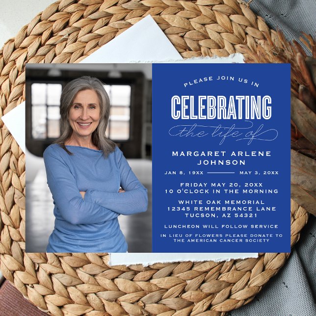 BOLD MODERN SCRIPT FEIERUNG LEBEN FUNERAL EINLADUNG (Von Creator hochgeladen)