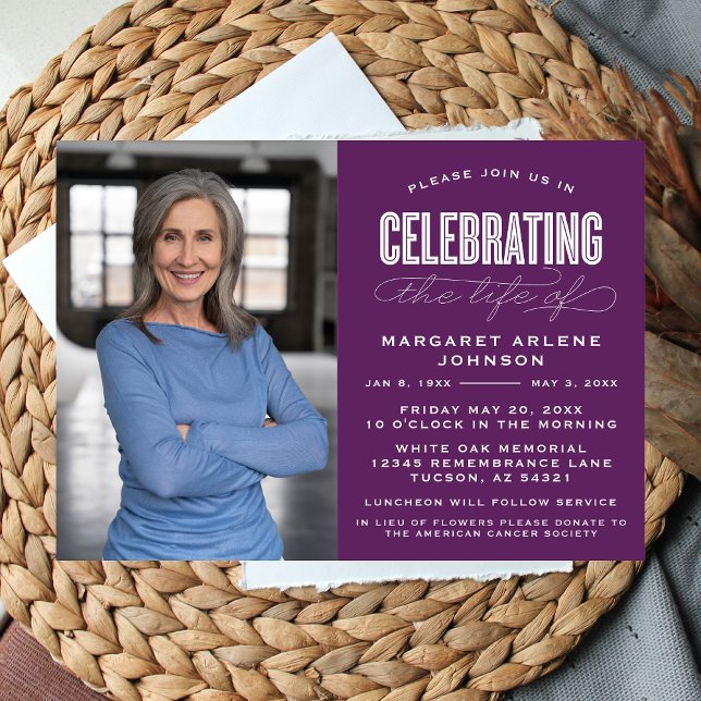 BOLD MODERN SCRIPT FEIERUNG LEBEN FUNERAL EINLADUNG (Von Creator hochgeladen)