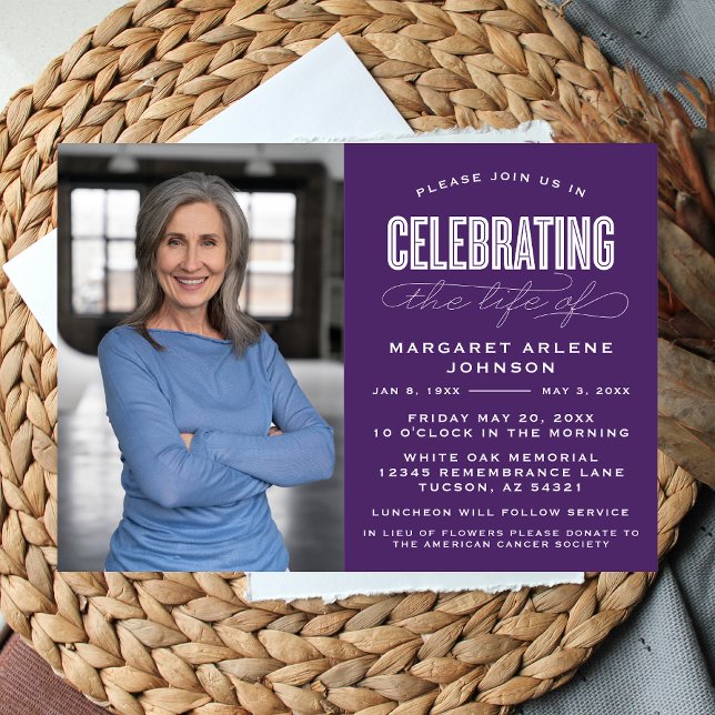 BOLD MODERN SCRIPT FEIERUNG LEBEN FUNERAL EINLADUNG (Von Creator hochgeladen)