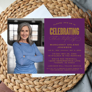 BOLD MODERN SCRIPT FEIERUNG LEBEN FUNERAL EINLADUNG