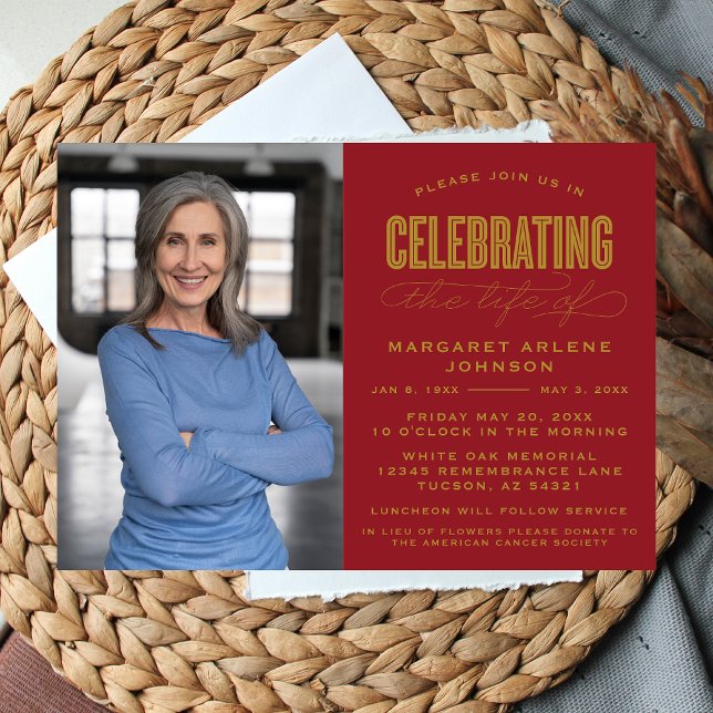 BOLD MODERN SCRIPT FEIERUNG LEBEN FUNERAL EINLADUNG (Von Creator hochgeladen)