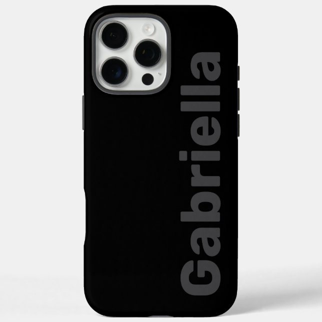 Bold Modern Simple Black & Gray Name iPhone 16 Pro Max Hülle (Rückseite)