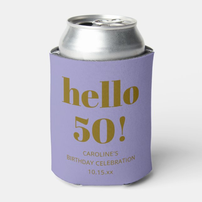 Bold Modern Simple Soft Purple 50th Birthday Party Dosenkühler (Kanne Vorderseite)