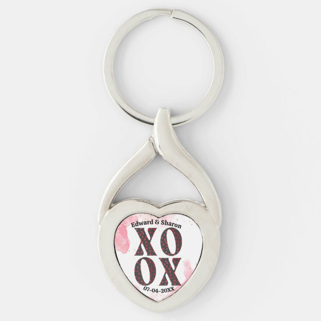 Bold Modern XOXO Happy Valentines Day Gift Schlüsselanhänger (Vorderseite)