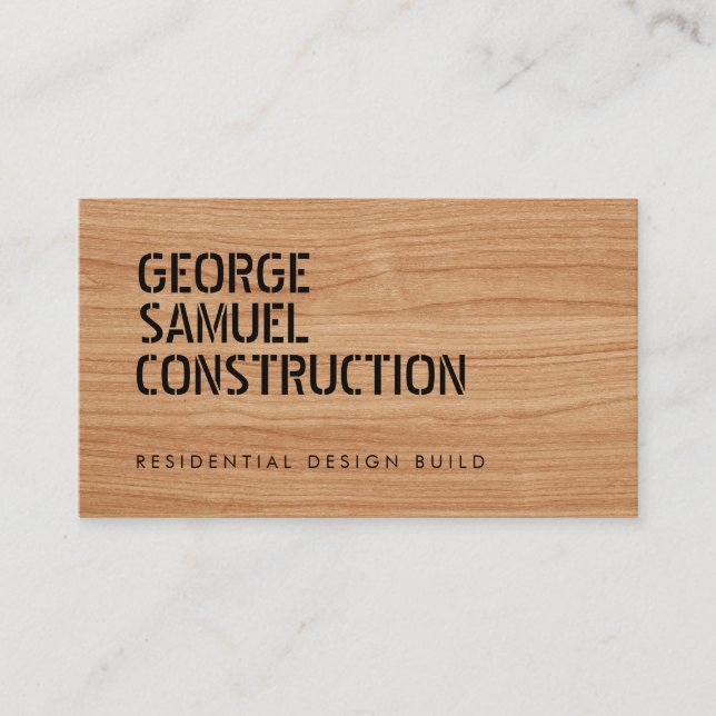 Bold Molded Construction Business QR Code Wooden Visitenkarte (Vorderseite)