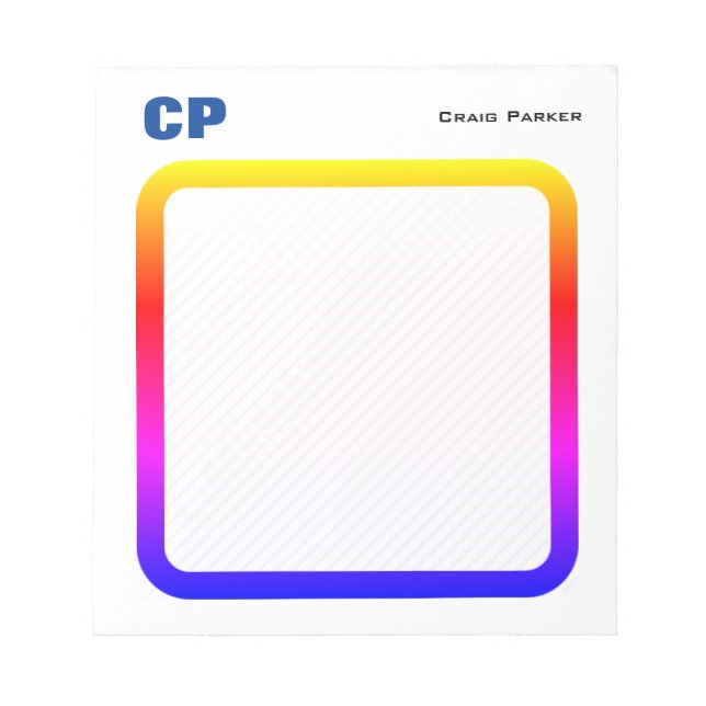 Bold Monogram Beruflich Schlicht Minimalistisch Notizblock (Vorderseite)