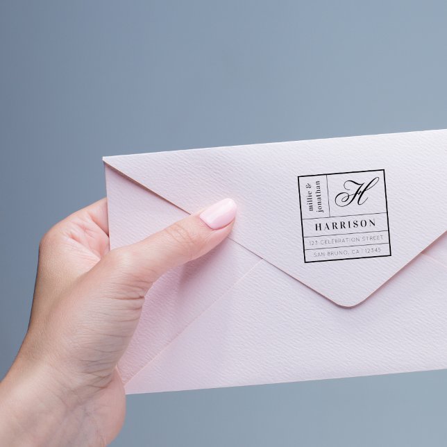 Bold Monogram Script & Typografy Rücksendeadresse Permastempel (Von Creator hochgeladen)